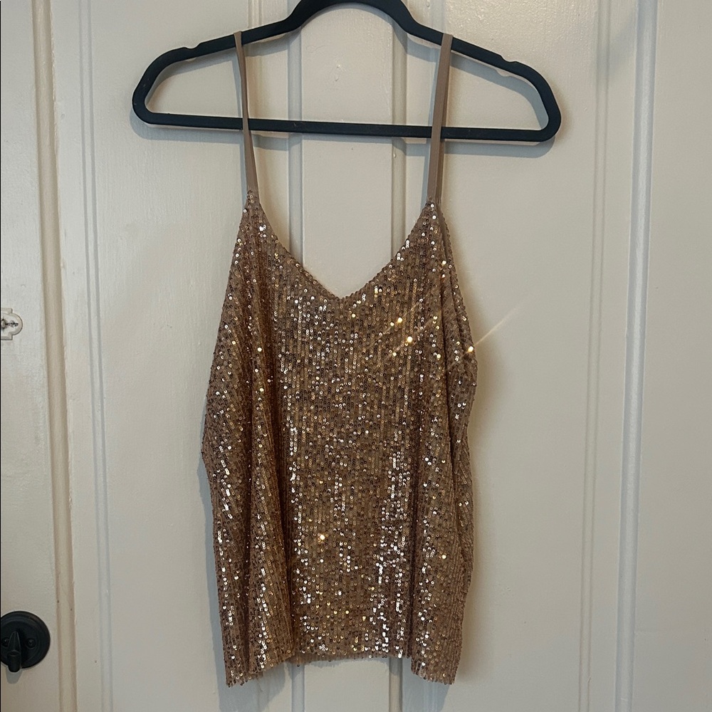 Venti6 Sparkling Sequin Camisole in Rose Gold (M)